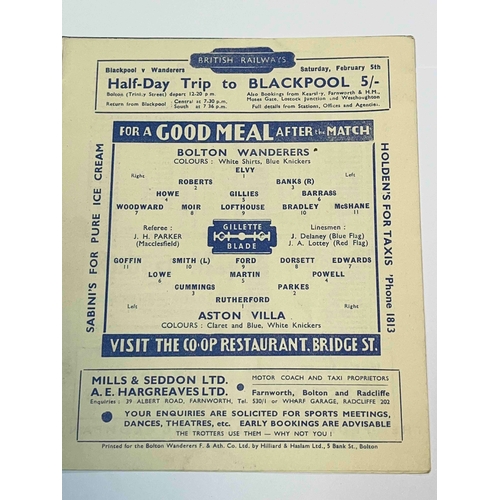 524 - 1948/49 Bolton v Aston Villa, FA Cup 3rd Round Replay. Great condition