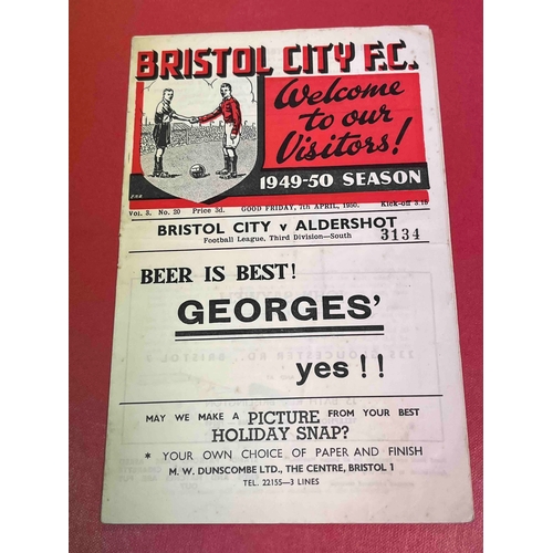 525 - 1949/50 Bristol City v Aldershot, Good condition