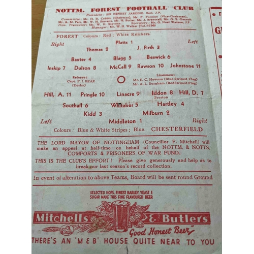 506 - WAR TIME - 1944/45 Nottingham Forest v Chesterfield. 14/10/44, fold marks.