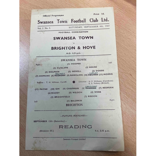 246 - 1947/48 Swansea Town v Brighton & Hove Albion, Football Combination, TC S/S