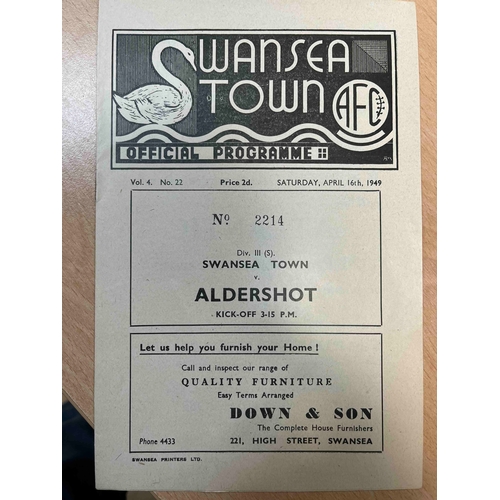 247 - 1948/49 Swansea Town v Aldershot. Great condition