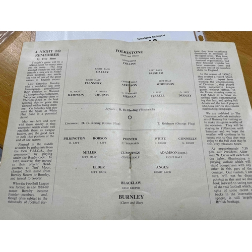 19 - 1959/60 Folkestone v Burnley, Official Floodlight opening. 30/9/59. Burnley were champions that year... 