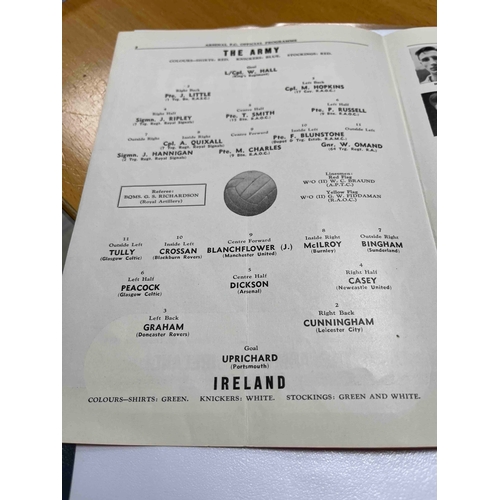 37 - 1954/55 at Arsenal, The Army v Ireland, fold in middle from top to bottom.