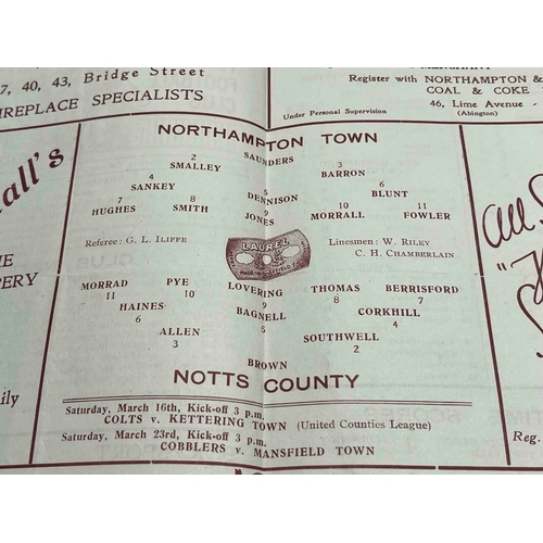 58 - 1945/46 Northampton Town v Notts County, good condition