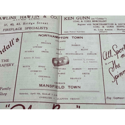 57 - 1945/46 Northampton Town v Mansfield Town, good condition