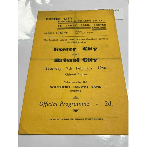 66 - 1945/46 Exeter City v Bristol City, Dated 9/2/46, folded