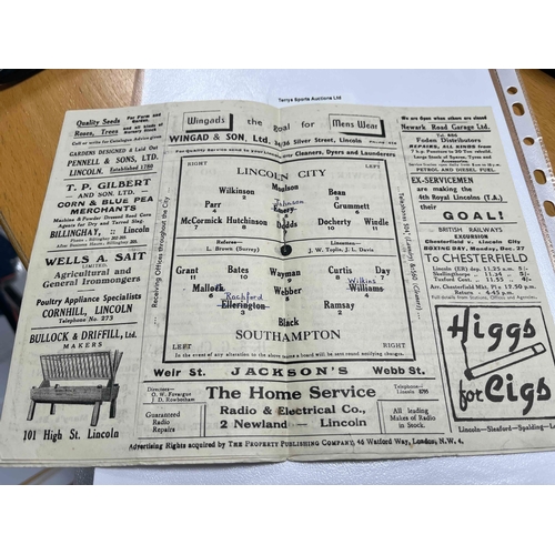 63 - 1948/49 Lincoln City v Southampton, creased and TC