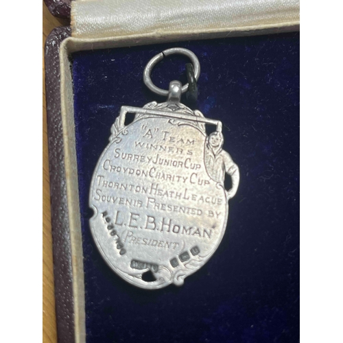 96 - 1920 Mitcham Wanderers Silver Medal, Awarded by president of the Club L E B.Homan after a successful... 