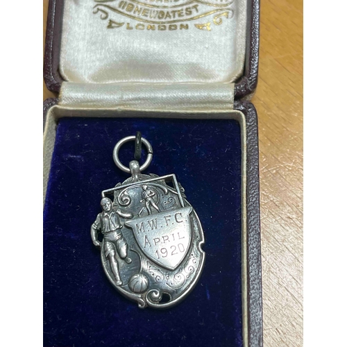 96 - 1920 Mitcham Wanderers Silver Medal, Awarded by president of the Club L E B.Homan after a successful... 