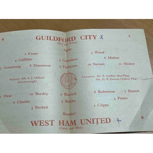 260 - Guildford City v West Ham United, Dated nov 12 But no year. Metropolitan League.(60s'), tear on cove... 