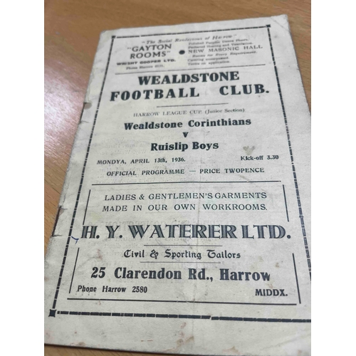 641 - 1935/36 Wealdstone Corinthians v Ruislip Boys, Harrow league Cup Junior section at Wealdstone FC. RS