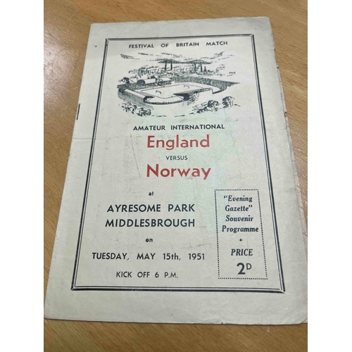 639 - 1951 Festival of Britain Amateur International, England v Norway at Ayresome Park.