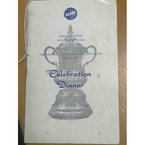 657 - Leeds United FA Cup 1970 Celebration Dinner at the Café Royale, Fully Signed by Madeley, Bremner, Sp... 