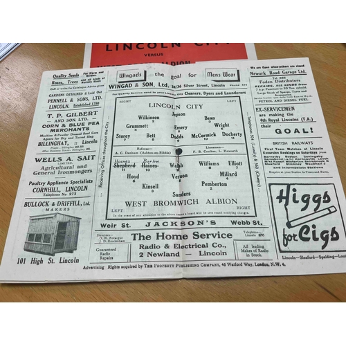 160 - 1948/49 Lincoln City v West Bromwich Albion. FA Cup Official programme and with Pirate Programme.