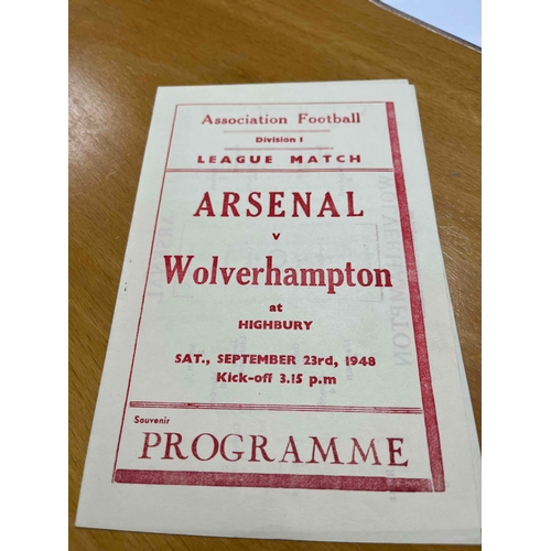 253 - 1948/49 Arsenal v Wolves. Great condition. Pirate TC.