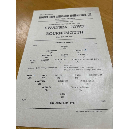 245 - 1952/53 Swansea Town v Bournemouth (Combination Cup) S/S