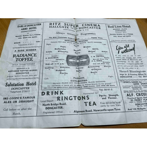 206 - 1936/37 Doncaster Rovers v Darlington, Creased cover, Torn back cover and 1/3 missing but no writing... 