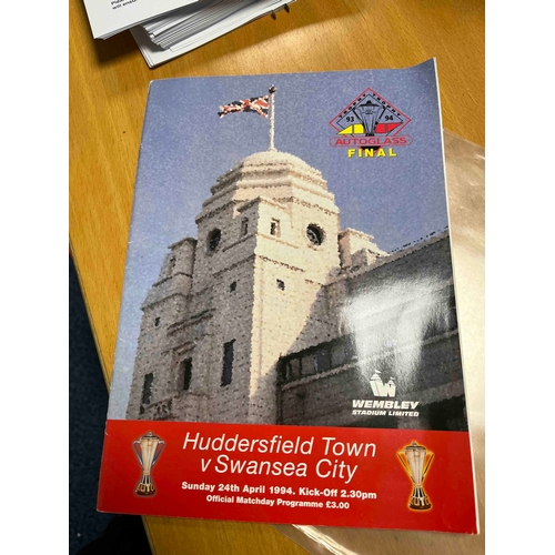 106 - 1994 Huddersfield Town v Swansea City Auto Trophy Final. Signed by the Swansea team and includes a l... 