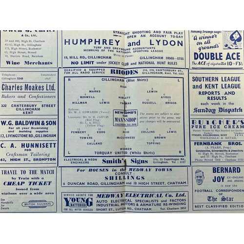 70 - 1951/52 Gillingham v Torquay United, WOF,