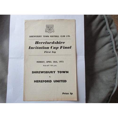 539 - Shrewsbury v Hereford 30/4/1973 Herefordshire invitation Cup Final (1st league season for Hereford )