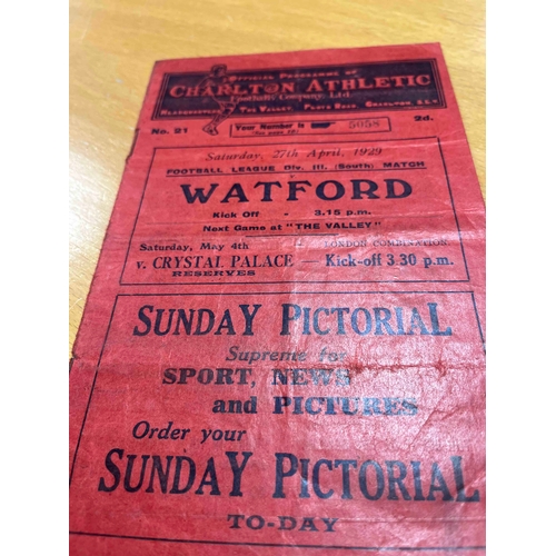 544 - 1928/29 Charlton v Watford, FL Div 111, RS, No TC