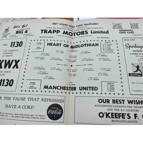 216 - 1960 Heart of Midlothian v Manchester United in Vancouver. VGC