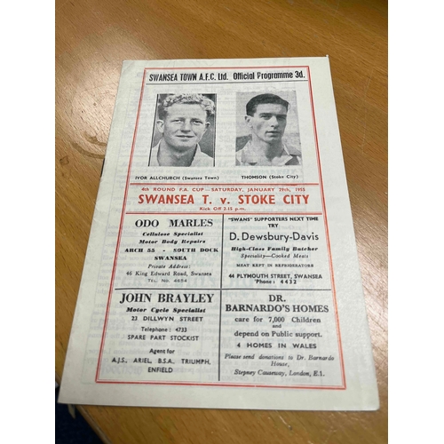 286 - 1954/55 Swansea Town v Stoke City FA Cup 4th round. Mint