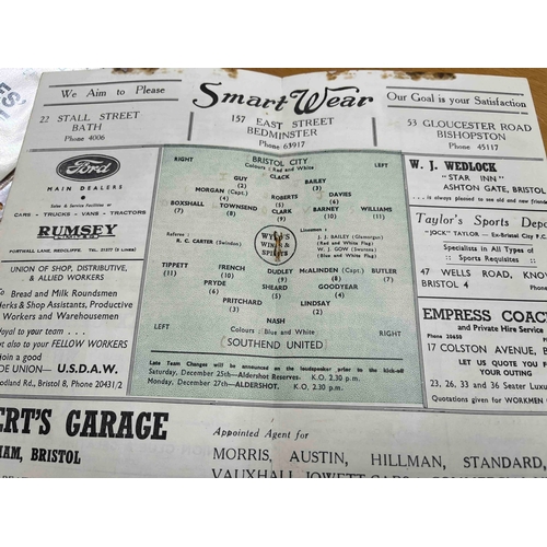 256 - 1948/49 Bristol City v Southend, Rust marks on top edge of programme going through to back, and some... 