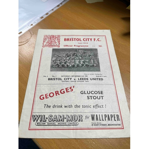 349 - 1955/56 Bristol City v Leeds United. League division 2. Folds noted but no writing