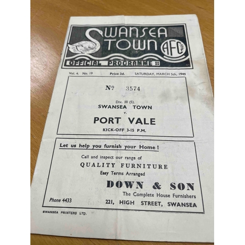 532 - 1948/49 Swansea Town v Port Vale, A bit grubby in middle page