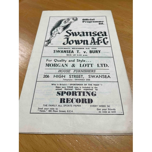 534 - 1949/50 Swansea Town v Bury, TC, no staple