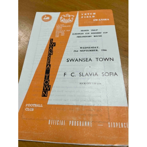 208 - 1966/67 Swansea Town v Slavia Sofia. Cup Winners Cup, Mint