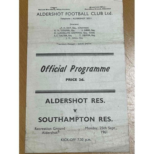 177 - 1961/62 Aldershot Reserves v Southampton Reserves. Good, 1962/63 Aldershot Reserves v Southampton Re... 