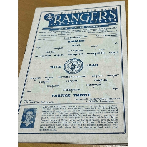 21 - 1947/48 Rangers v Partick Thistle, clean cover, Great for age.