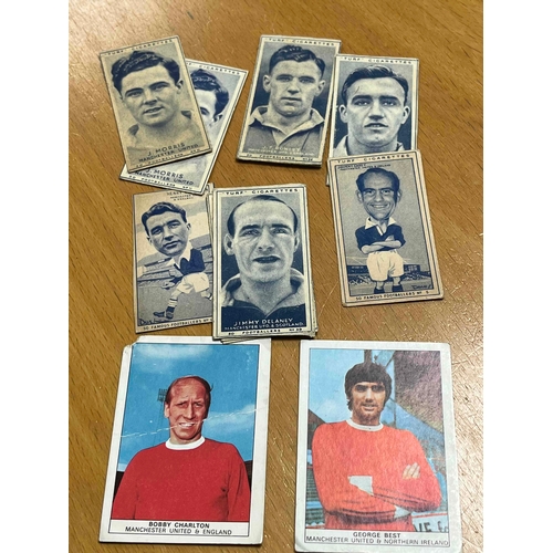 279 - Manchester United cards, George Best, Bobby Charlton (Creased), Plus Turf Slides x Cockburn, Delaney... 