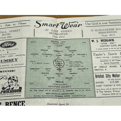 353 - 1947/48 Bristol City v Newport, pencil marks in middle denoting goal scored.