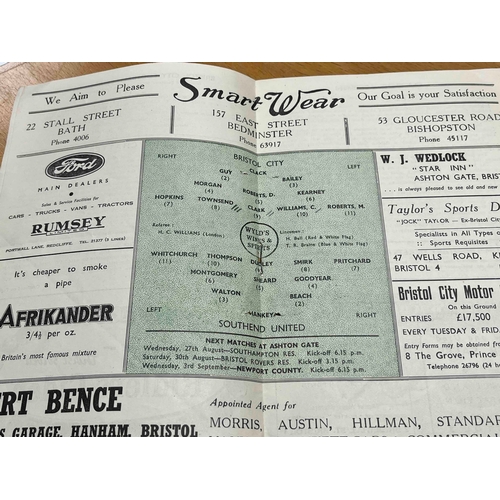 352 - 1947/48 Bristol City v Southend, pencil marks in middle denoting goals scored.