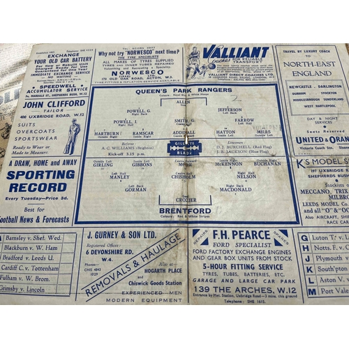 362 - 1948/49 QPR v Brentford, Staple removed. Folds