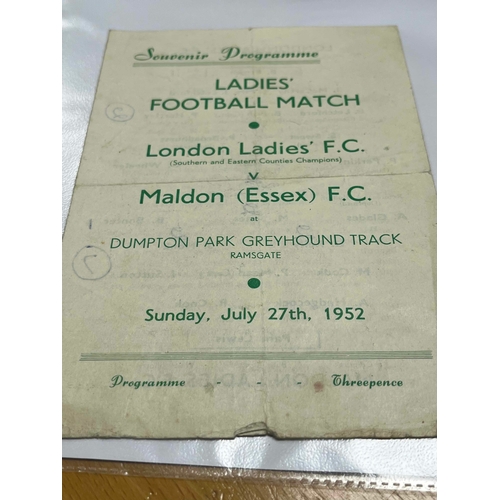 527 - 1952 London Ladies v Maldon FC, played at Ramsgate. Scores and scored goals written in pen)