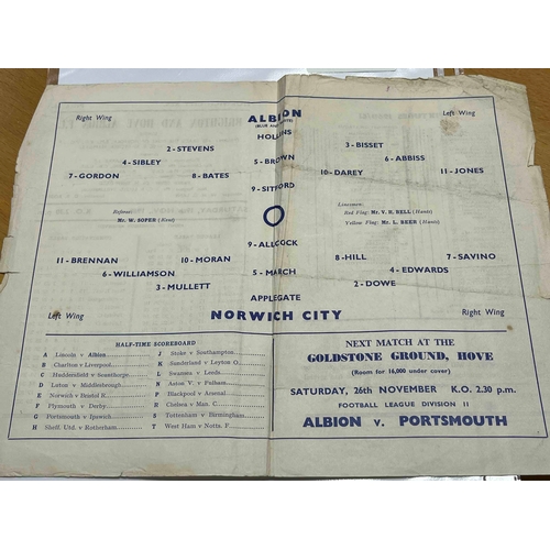 274 - 1960/61 Brighton Reserves v Norwich City Reserves, Tatty corners but no writing.