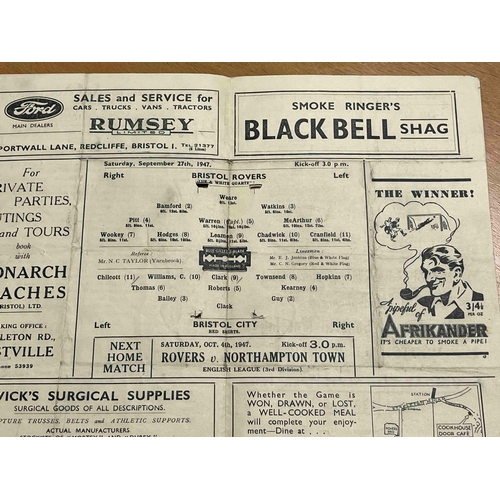 518 - 1947/48 Bristol Rovers v Bristol City, Small holes in middle page. Please note toriginally listed as... 