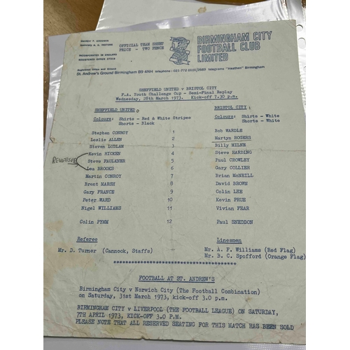 297 - 1972/73 FA Youth Cup Semi Final Replay at St Andrews.  S/S slight spotting and Reversed noted on She... 