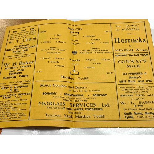 536 - 1954/55 Merthyr Tydfil v Bath City, FA Cup Qualifying round. Clean