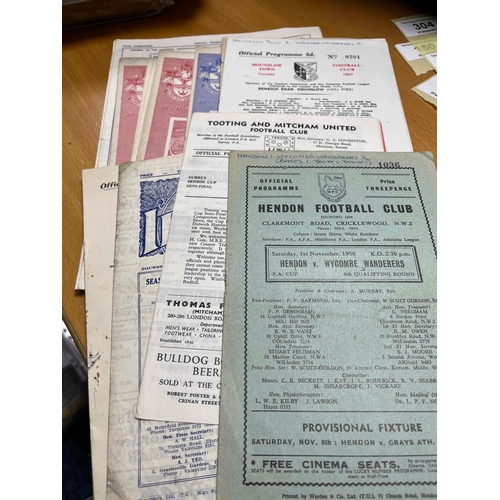 107 - 17 x 1950's Non League Including Ilford homes (1950-53) plus Amateur Cup matches Involving Hendon, H... 