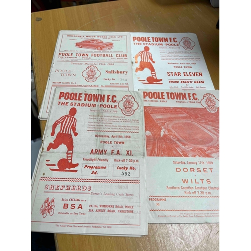 105 - Poole Town Programmes, 1950's x 12, including Friendly v Bournemouth 1955 and Fulham 1955