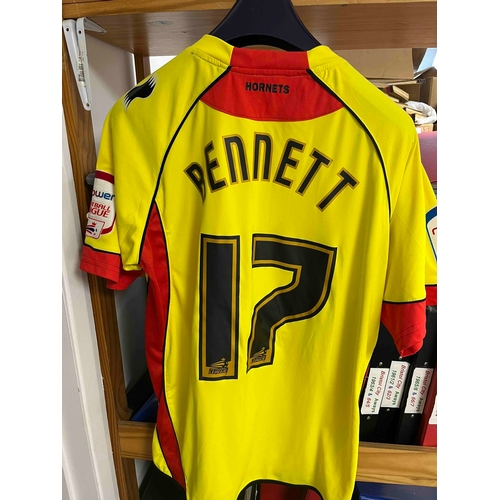 236 - Watford, Dale Bennett 17 Match worn Shirt. 2010/11 season