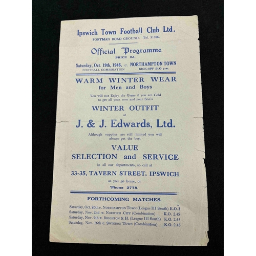 11 - Ipswich Reserves v Northampton Reserves 19/10/1946 light fold , slcr