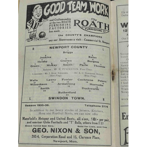 17 - 1935/36 Newport County v Swindon Town, good for age