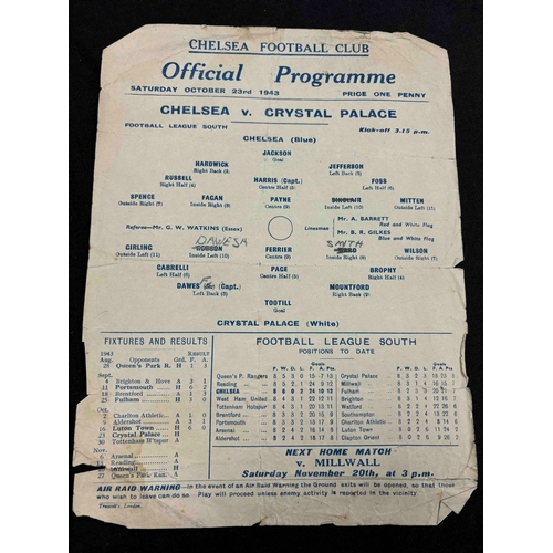 55 - WAR TIME 1943/44 Chelsea v Crystal Palace, S/S, TC slight tears