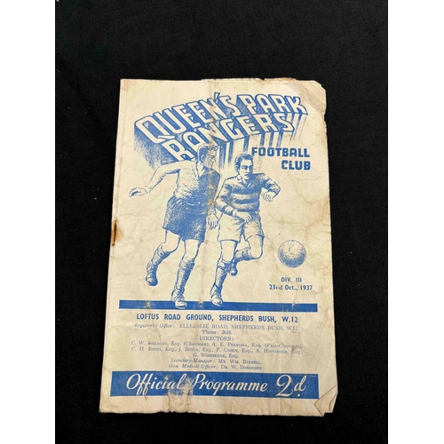 58 - 1937/38 Queens Park Rangers v Crystal Palace. Worn cover.